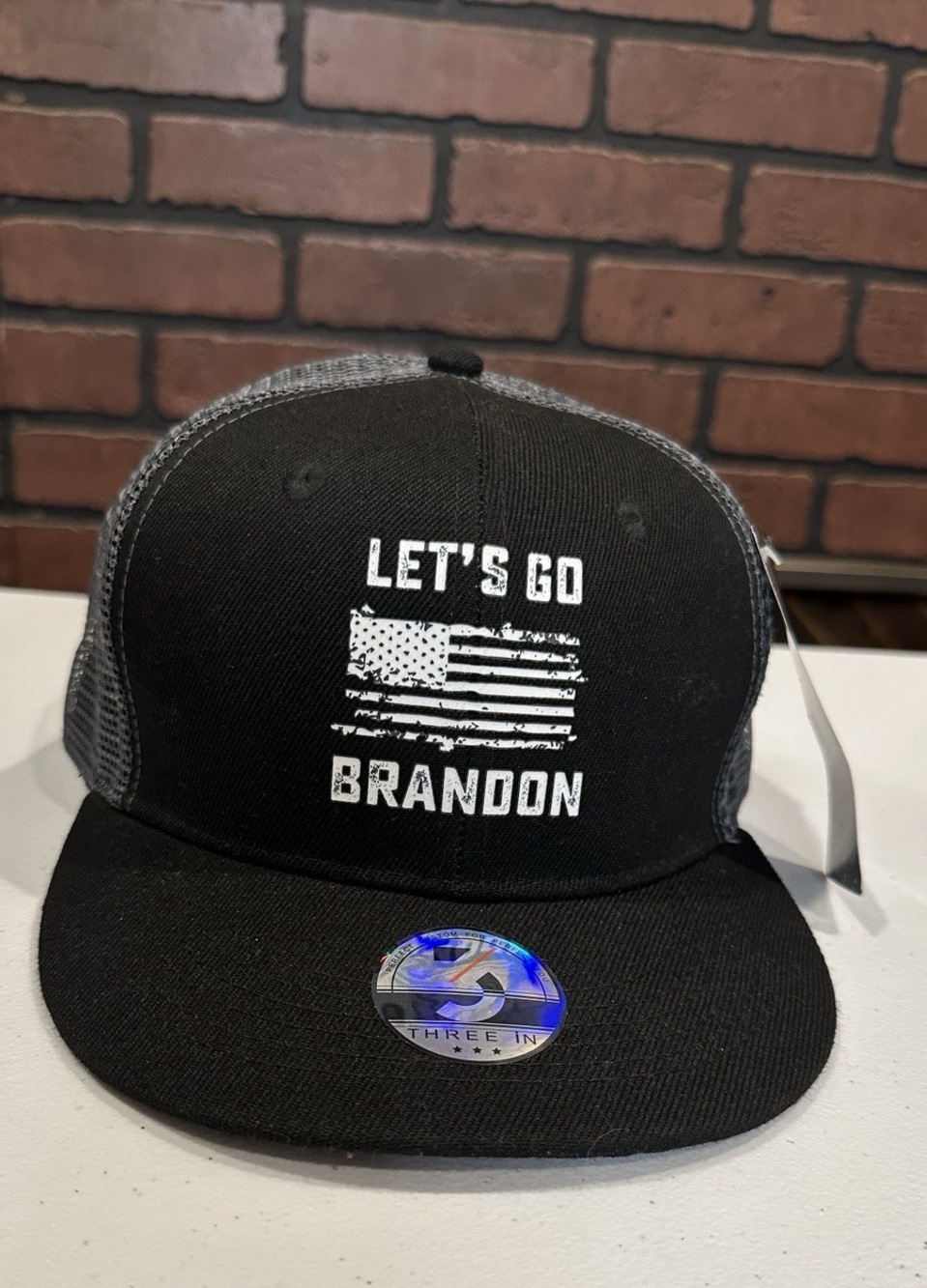 Let’s Go Brandon Hats , Brand New - 3-In Three In Black Mesh Trucker Hats NWT